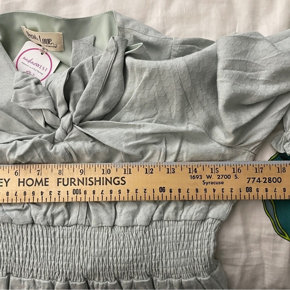 Peach Love Mint green ruffle bottom short dress - Picture 9 of 9